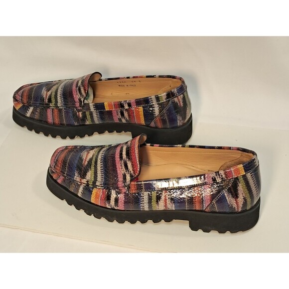 Ron White Size 40 EU/9.5 US Rita Leather Multicolored Loafer Vibram Lug Sole - Picture 5 of 8